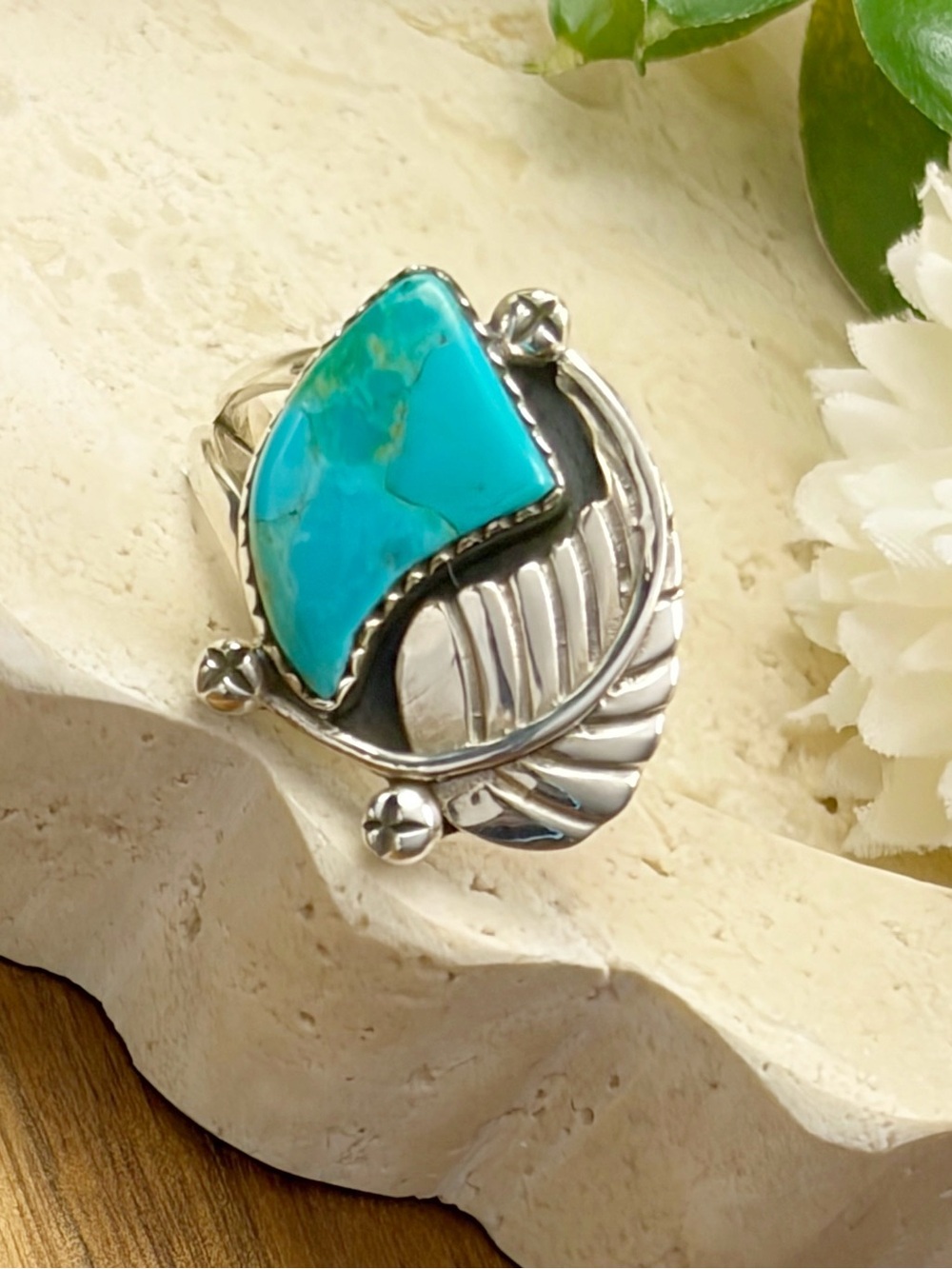 Sterling Silver 925 Kingman Mohave Turquoise Ring Size 9 Handmade New